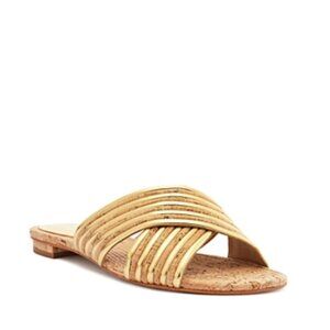 Schutz Latifah Flat Women's Sandals Ouro Claro/natural : 6.5 M, Leather
